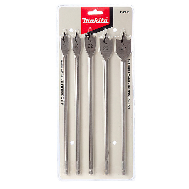 Makita 300mm Extra Long Flat Wood Bit Set 5